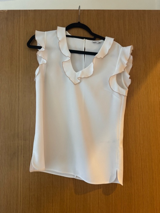 Reiss Tops - Reiss Cream Ruffle Sleeve Blouse
